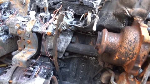 Burned Car 3 Stock Footage 141873657