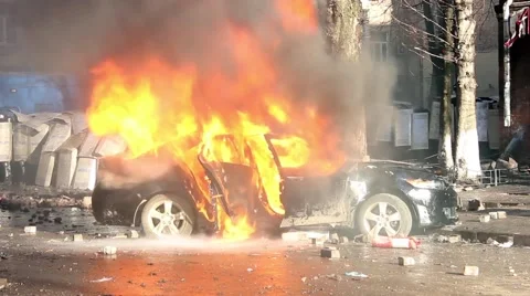 Burned car Stock Footage 48082455