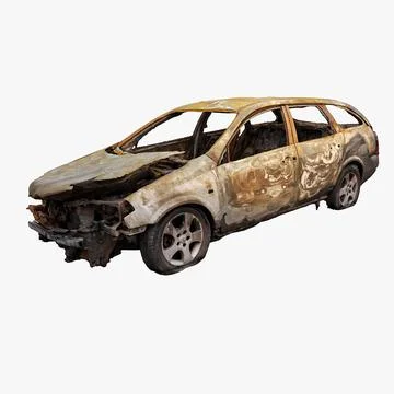 Burned Car Wreck HQ 3D Model
