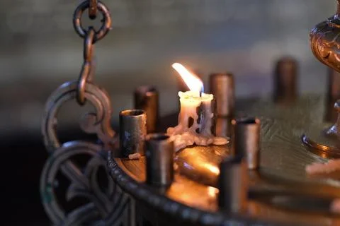 Burned down candle Stock Photos