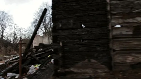 Burned Down House Stock Footage 260471712