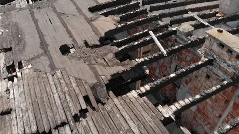 Burned down ruin of the building Stock Footage 89901385