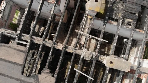Burned down ruin of the building Stock Footage 89901754