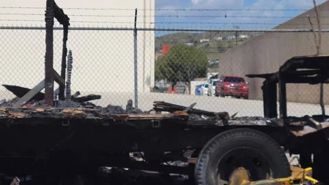 Burned down vehicle Stock Footage 270161093