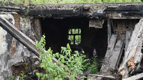 Burned in a fire house in the summer Stock Footage 119017845