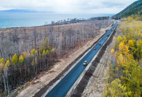 Burned forest from above Stock Photos