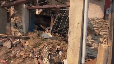 BURNED HOUSE DOWN AFTER FOREST FIRE Stock Footage 201741590