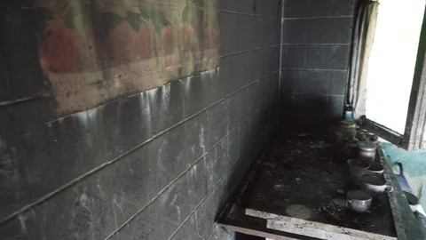 Burned house inside Stock Footage 89360530