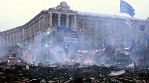 Burned Kiev. Revolution Stock Footage 46330313