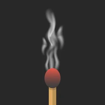 Burned match with smoke Stock Illustration