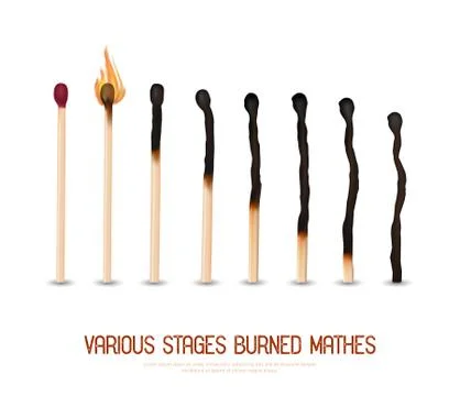 Burned Matches Set Stock Illustration