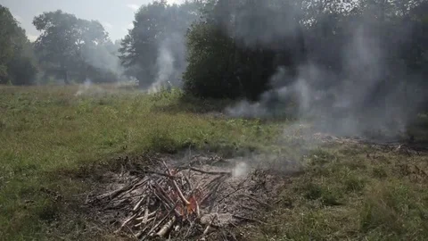 Burned out Bonfire Stock Footage 69119174