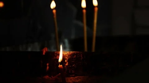 Burned out candle in chapel Video stock 43383282