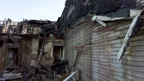 Burned Out House Stock Footage 196256095