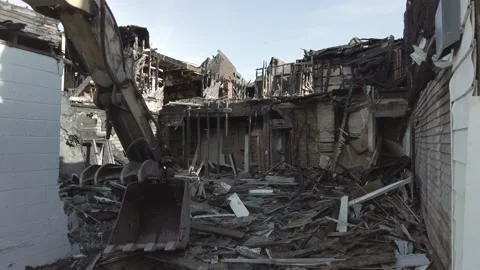 Burned Out House Stock Footage 196257005