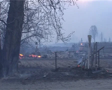 Burned-out Township Stock Footage 1039357