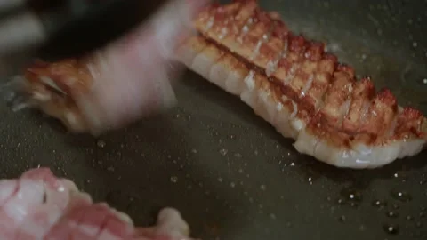 Burned Pork Belly 4K Video stock 193316272