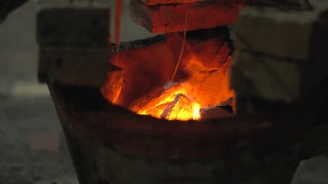Burned red hot charcoal Video stock 86512781