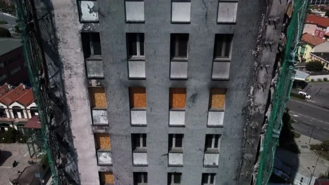 Burned Skyscraper "Torre dei Moro", Milan 2022 Stock Footage 218400158