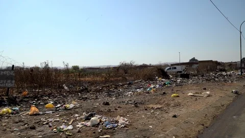 Burned Trash by the Side of the Road co Video stock 116738873