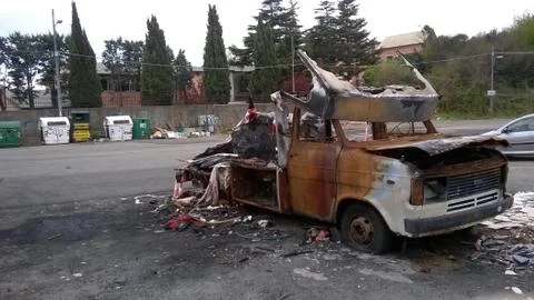 Burned vehicle Stock Photos