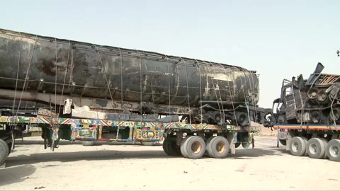 Burned vehicles in terrorism Stock Footage 202150630