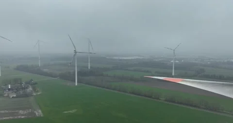 Burned wind turbine Stock Footage 296990634