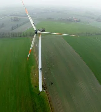 Burned wind turbine Stock Photos