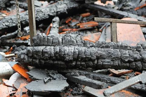 Burned Wooden Structure Foto stock
