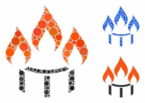 Burner nozzle fire Composition Icon of Circle Dots Stock Illustration