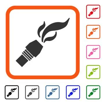 Burner Nozzle Fire Framed Icon Stock Illustration