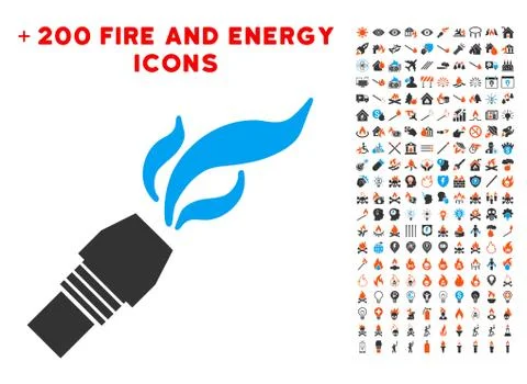 Burner Nozzle Fire Icon with Bonus Power Collection イラスト素材