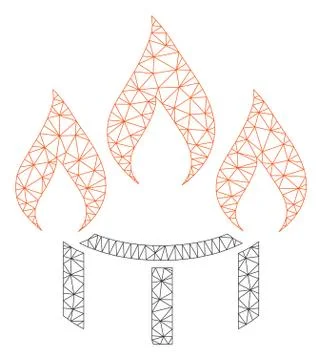 Burner Nozzle Fire Polygonal Frame Vector Mesh Illustration 스톡 일러스트
