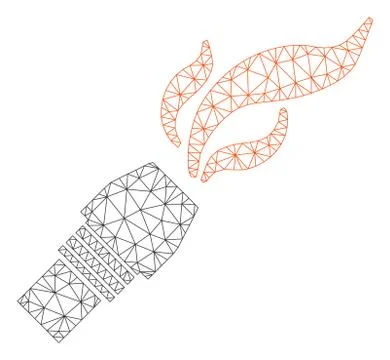 Burner Nozzle Fire Polygonal Frame Vector Mesh Illustration 스톡 일러스트