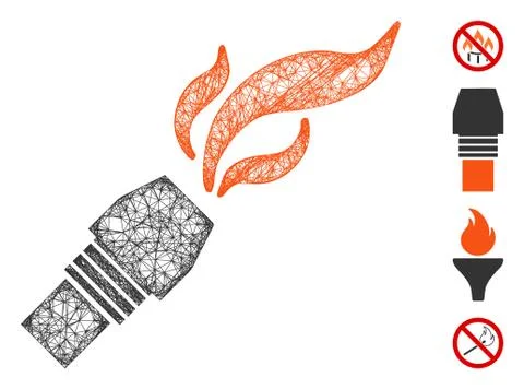 Burner Nozzle Fire Web Vector Mesh Illustration 스톡 일러스트