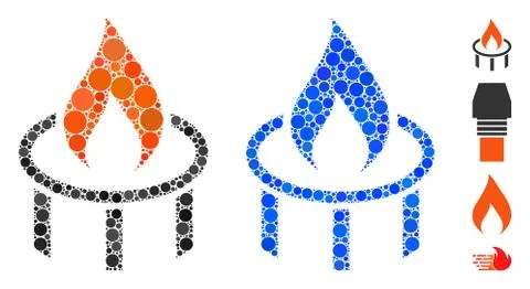 Burner Nozzle Flame Composition Icon of Circles Stock Illustration
