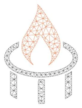 Burner Nozzle Flame Polygonal Frame Vector Mesh Illustration 스톡 일러스트