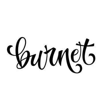 Burnet - vector hand drawn calligraphy style lettering word. Stock Illustration