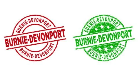 BURNIE-DEVONPORT Round Stamps Using Scratched Surface Stock Illustration