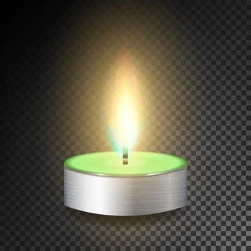 Burning 3D Realistic Dinner Candles. Dark Transparent Background Stock Illustration