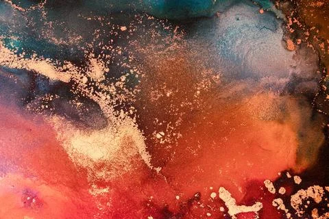 Burning abstract background from marble ink art of exquisite original painting Illustrazione stock