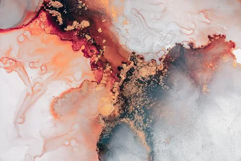 Burning abstract background from marble ink art of exquisite original painting Stock Illustration
