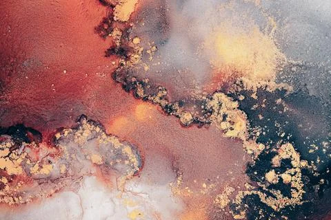 Burning abstract background from marble ink art of exquisite original painting Stock Illustration