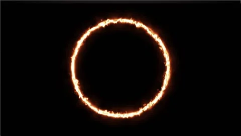 Burning abstract fire circle animated frame on black background. Stock Footage 196140156
