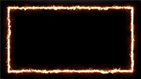 Burning abstract fire rectangle animated frame on black background Stock Footage 196140154