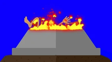 Burning Alter with a Human Sacrifice on a Blue Screen Video stock 85678583