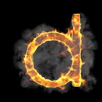 Burning and flame font d letter Stock Illustration