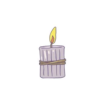 Burning aromatic candle flat vector icon, lavender color wax candle decorat.. 스톡 일러스트