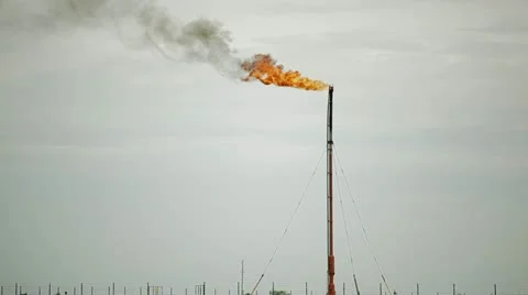 Burning of associated gas Stock Footage 11300153