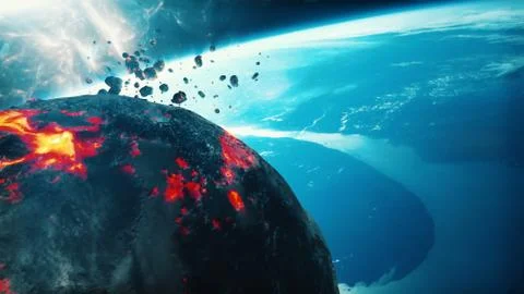 Burning asteroid approaching earth Stock Illustration
